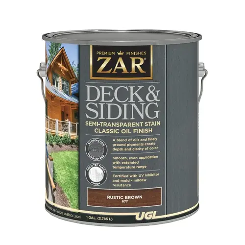 ZAR 67713 Semi-Transparent Deck and Siding Stain, Rustic Brown, 1 Gal.