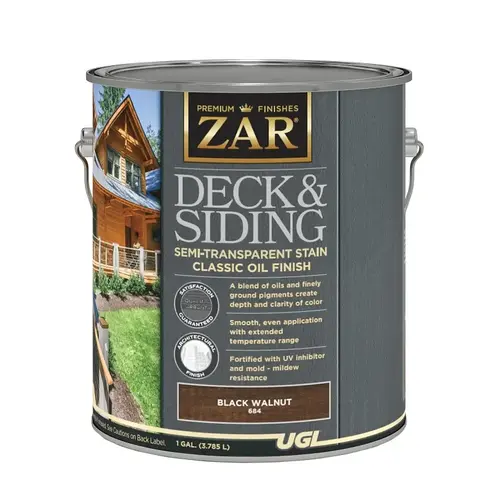 ZAR 68413 Semi-Transparent Deck and Siding Stain, Black Walnut, 1 Gal.