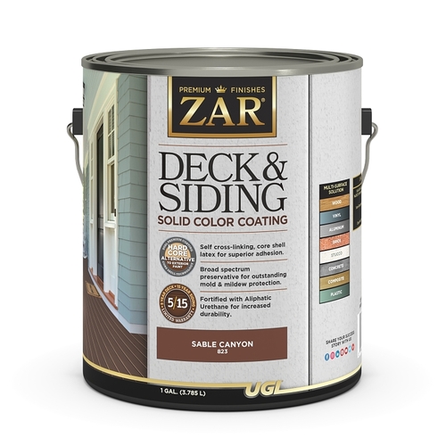 ZAR 82313 Deck and Siding Solid Color Coating, Sable Canyon, Liquid, 1 gal
