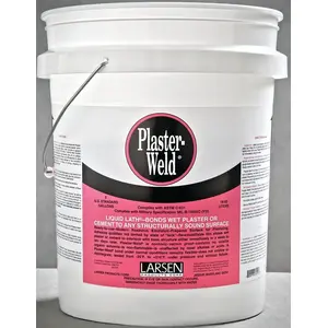 LARSEN SUPPLY CO., INC. PWP05 Plaster-Weld Bonding Agent, Liquid, Low to Slight Acetic, Pink, 5 gal Pail