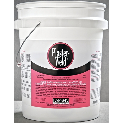 LARSEN SUPPLY CO., INC. PWP05 Plaster-Weld Bonding Agent, Liquid, Low to Slight Acetic, Pink, 5 gal Pail