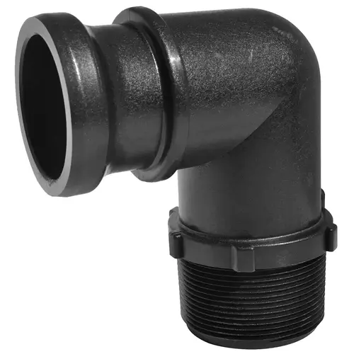 FL Series Camlock Coupling, 2 in, Male Adapter x MNPT, 90 deg Angle, Polypropylene, Black