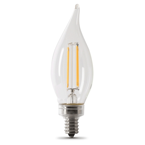 Filament LED Bulb, Flame Tip, BA10 Lamp, E12 Lamp Base, Clear - pack of 2