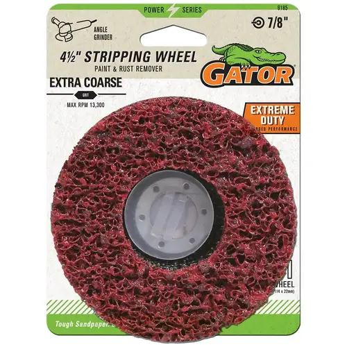 GATOR 9185GA Stripping Wheel, 36 Grit, Medium, Aluminum Oxide Abrasive, Fiberglass Backing, 7/8 in