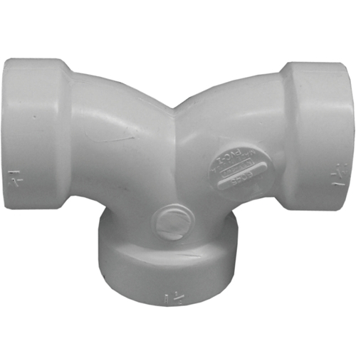 700 Series 70716 Double Pipe Elbow, 1-1/2 in, Hub, 90 deg Angle, PVC, SCH 40 Schedule
