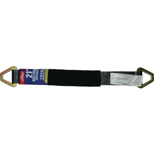 Axle Strap, 2 in W, 21 in L, PVB, Black, 3333 lb, D-Ring End Fitting
