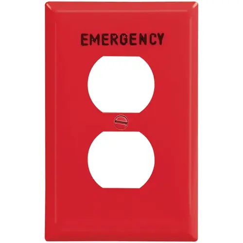 Receptacle Wallplate, 4-1/2 in L, 2-3/4 in W, 1 -Gang, Polycarbonate, Red, High-Gloss