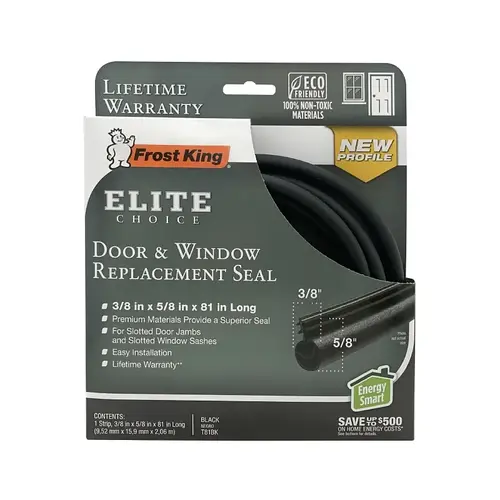 Frost King T81BK 3/8 In. x 5/8 In. x 81 In. Black Door & Window Replacement Seal