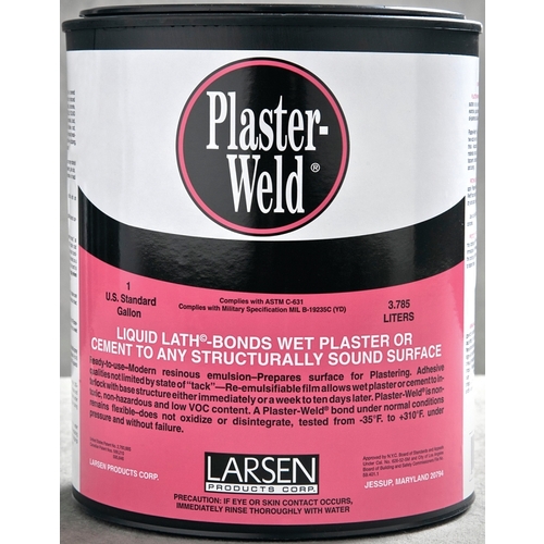 LARSEN SUPPLY CO., INC. PWG04 Plaster-Weld Bonding Agent, Liquid, Low to Slight Acetic, Pink, 1 gal Pail