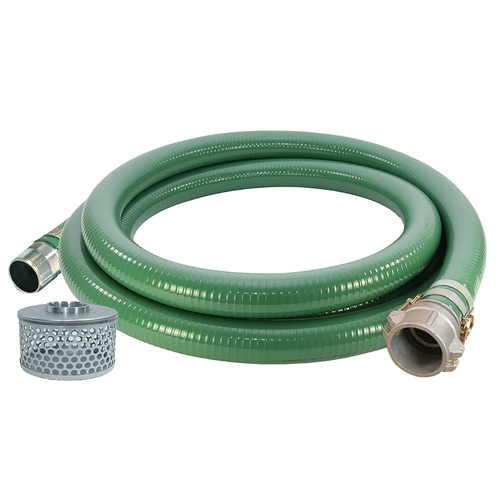 Water Suction Hose, 2 in ID, 20 ft L, Camlock Female x Male, PVC