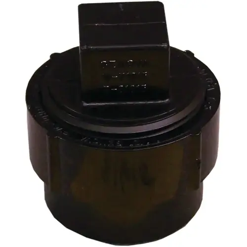 CANPLAS 103701ASBC Cleanout Body with Plug, 1-1/2 in, FNPT x Spigot, ABS, Black, SCH 40 Schedule
