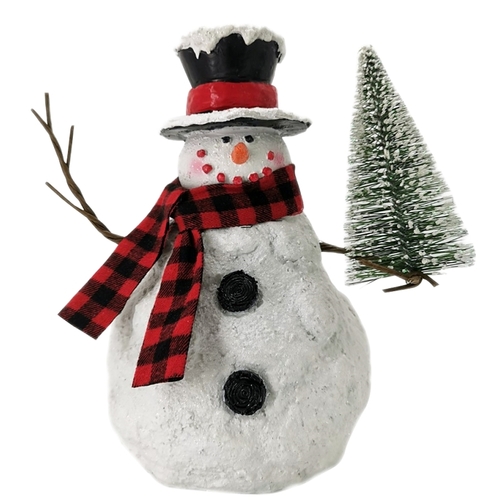 Snowman w/Stick Arms, 10.2 in H, Christmas, Resin, White/Red - pack of 6