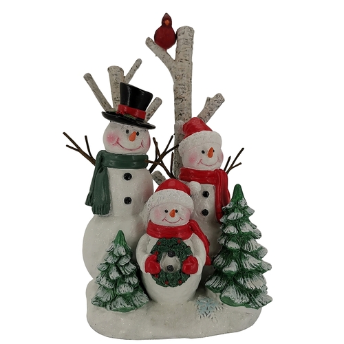 Snowman Family, 12 in H, Christmas, Resin, White/Red - pack of 6