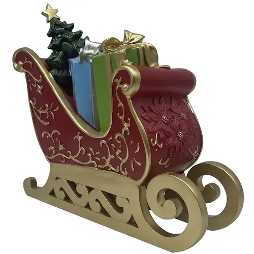 Sled w/Tree & Gifts, 11-1/2 in H, Christmas, Polyresin, Colorful