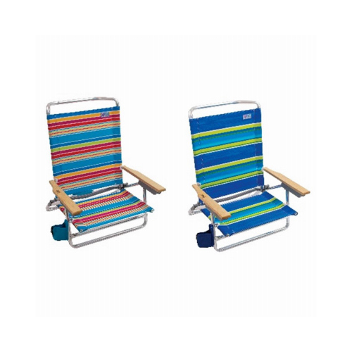 Rio Brands SC590-TSPK4 Sand Chair, 5-Position, Wood Arms, Assorted Colors