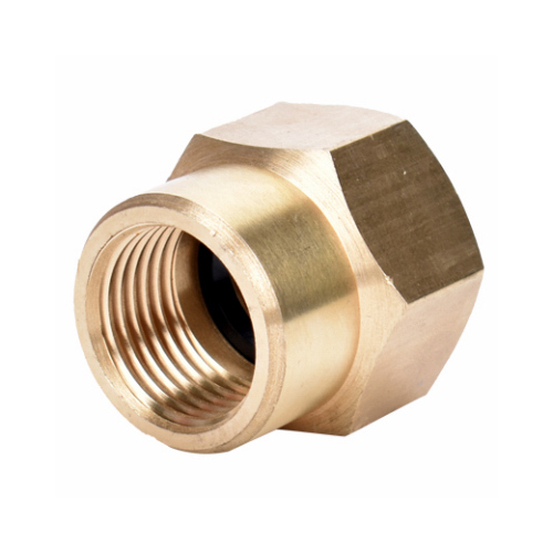 ZHEJIANG HONGCHEN IRRIGATION 50019 Threaded Pipe To Hose Connector, Brass, Double Female 1/2 NPT x 3/4-In. NH