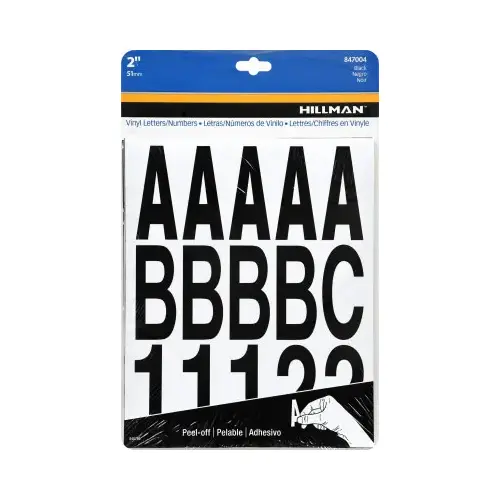 Adhesive House Letter & Number Pack, Black Vinyl, 2-In. - pack of 6