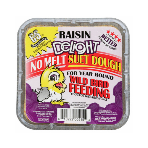 C & S 12515 No Melt Suet Dough Delights Bird Suet, Raisin Flavor, 11.75 oz