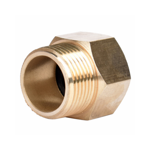 Threaded Pipe To Hose Connector, Brass, 3/4-In. NH Male x 3/4-In. NH Female