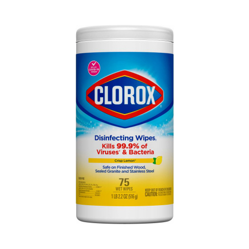 CLOROX 01628 Disinfecting Wipes, Can, Liquid, Citrus, White
