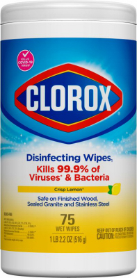 CLOROX 01628 Disinfecting Wipes, Can, Liquid, Citrus, White