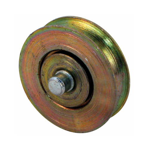 Door Roller with Axle, 1-1/4 in Dia Roller, 5/16 in W Roller, Steel, Yellow, 2-Roller Pair