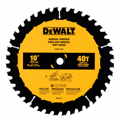 DEWALT DWA11040 Circular Saw Blade 10" D X 5/8" Carbide Tipped 40 teeth