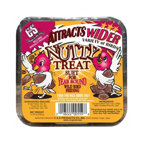 Wild Bird Food Nutty Treat Assorted Species Beef Suet 11.75 oz - pack of 12