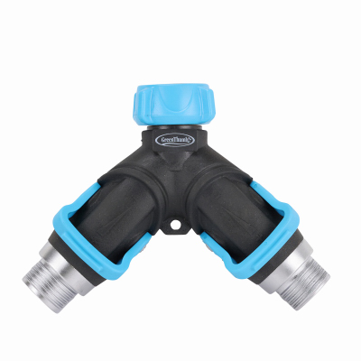 Melnor 356GTDI 2-Way Full-Flow Hose Y Connector, Metal