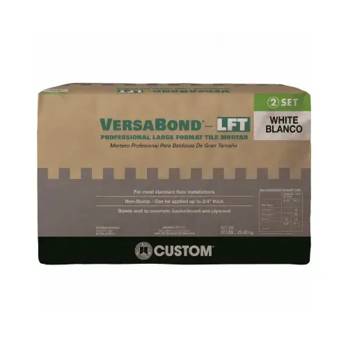 VersaBond Series Tile Mortar, White, Solid, 50 lb Bag