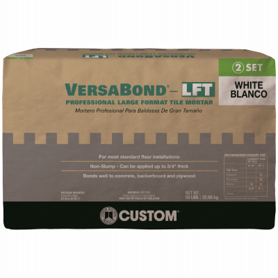 CUSTOM BUILDING PRODUCTS, INC. VBLFTMW50 VersaBond Series Tile Mortar, White, Solid, 50 lb Bag