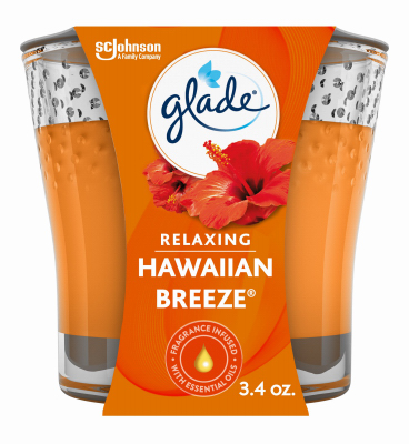 GLADE 76956 Air Freshener Candle, 3.4 oz Jar, Hawaiian Breeze, Orange