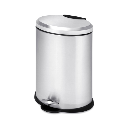 Trash Can 3.2 gal Silver Stainless Steel Step-On Silver