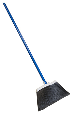 QUICKIE 754 Angle Broom, 15 in Sweep Face, Polypropylene Bristle, Steel Handle