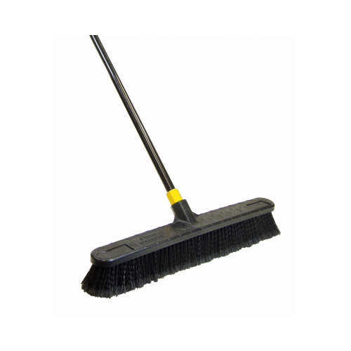 00 Push Broom, 24 in Sweep Face, Polypropylene Bristle, Steel Handle Black