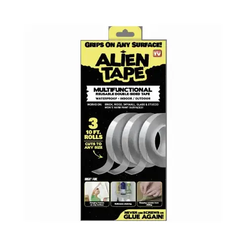 Alien Tape 7087 Reusable Double-Sided Transparent Tape (3-Roll) Clear