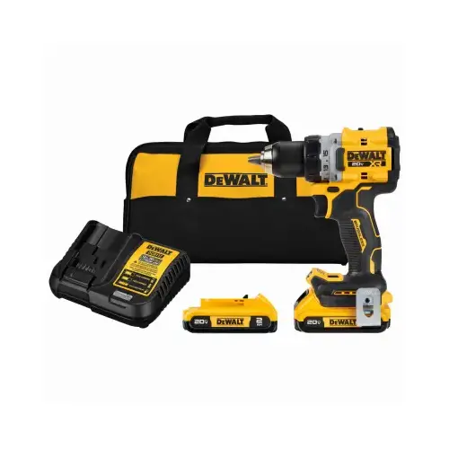 DEWALT DCD800D2 XR Series Drill Driver Kit, Battery Included, 20 V, 2 Ah, 1/2 in Chuck, Keyless, Ratcheting Chuck