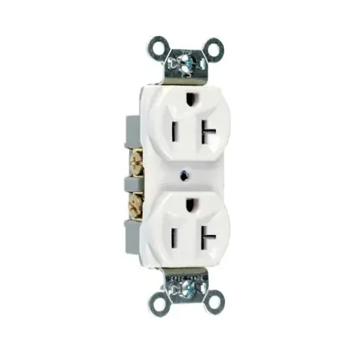 CR20I Duplex Receptacle, 2 -Pole, 20 A, 125 V, Side Wiring, NEMA: 5-20R, Ivory