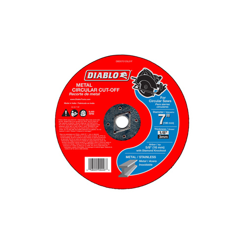 Cut-Off Wheel, 7 in Dia, 1/8 in Thick, 5/8 in Arbor, Aluminum Oxide Abrasive