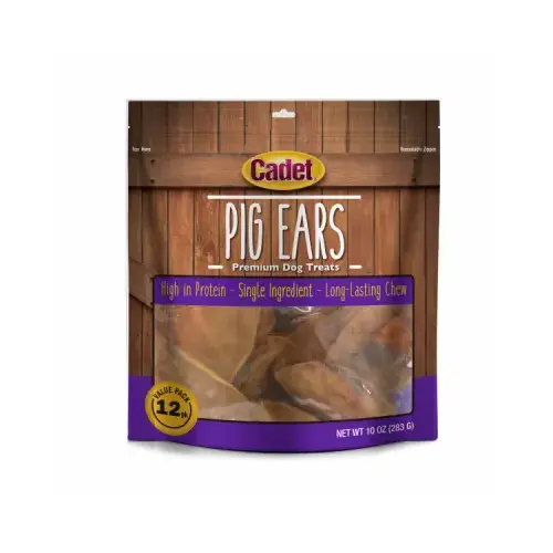 IMS TRADING CORP C00867 Natural Pig Ears Dog Treat, 10 oz., 12-Ct pack of 12