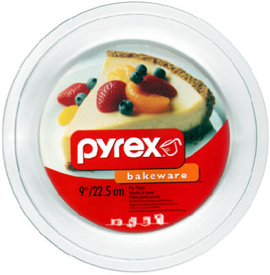 Pyrex 6001003 Pie Plate, 25.4 cm Dia, 3.8 cm OAL, Glass, Dishwasher Safe: Yes Clear