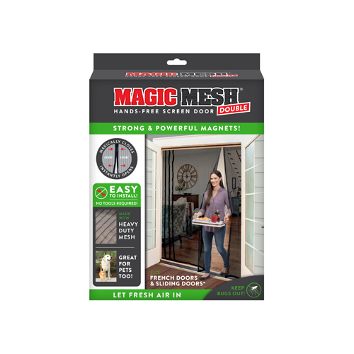 Magic Mesh MM351112 Hands-Free Magnetic Screen Door 83" H X 75" W Black Mesh Black
