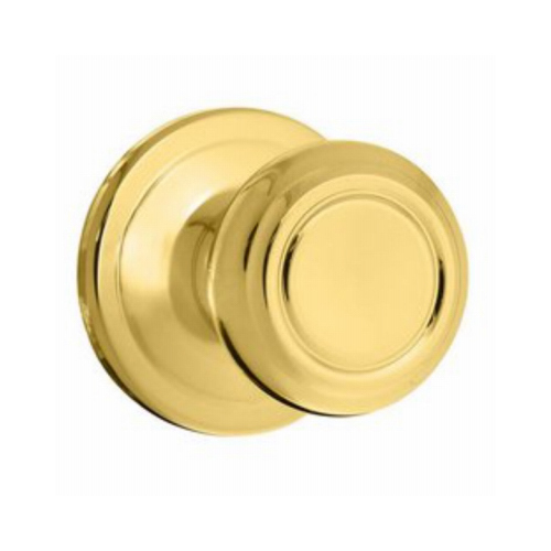 Door Knob, Polished Brass, 1-3/8 to 1-3/4 in Thick Door, 2-1/4 in Strike