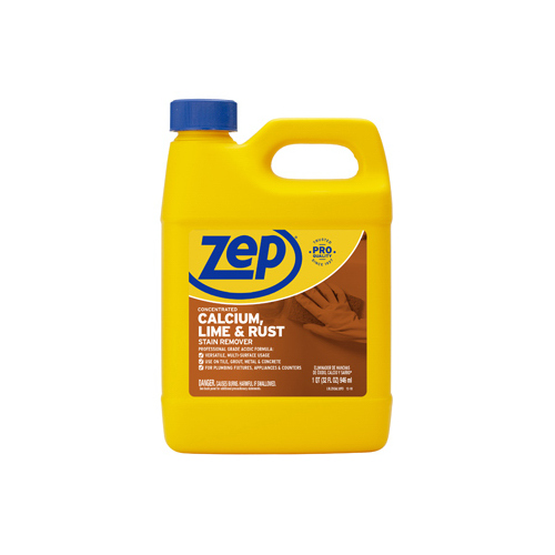 ZEP ZUCAL32 Calcium/Lime/Rust Cleaner, 32 oz, Liquid, Pungent, Light Yellow