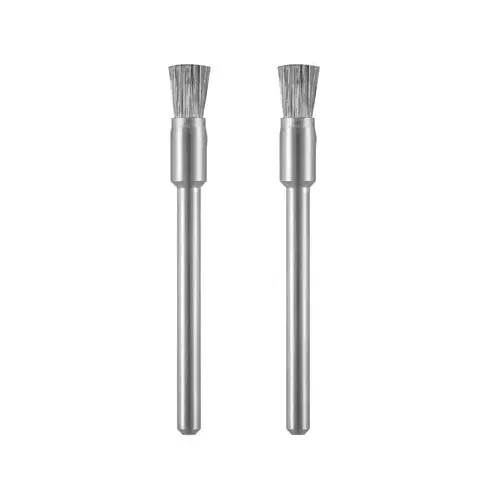 Brush, 1/8 in Dia, 1/8 in Arbor/Shank, Carbon Steel Bristle Pair