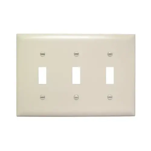 TradeMaster TP Wallplate, 4.6875 in L, 6.563 in W, 3 -Gang, Plastic, Light Almond