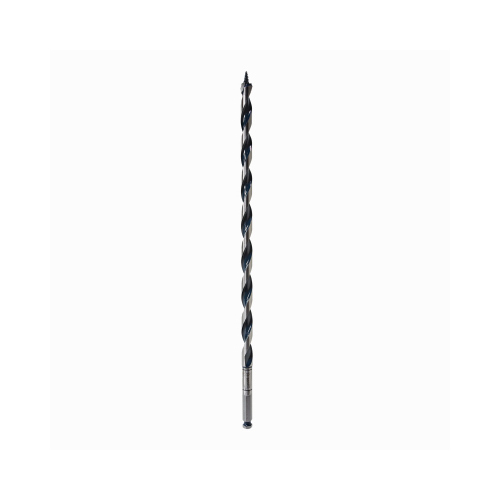 Auger Drill Bit, 5/8 in Dia, 17-1/2 in OAL, Open-Faced Flute, 7/16 in Dia Shank, Hex Shank Blue