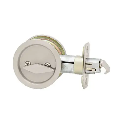 Round Privacy Pocket Door Lock Satin Nickel Finish