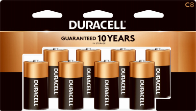 DURACELL 004133319435 Battery, 1.5 V Battery, C Battery, Alkaline, Manganese Dioxide - pack of 8