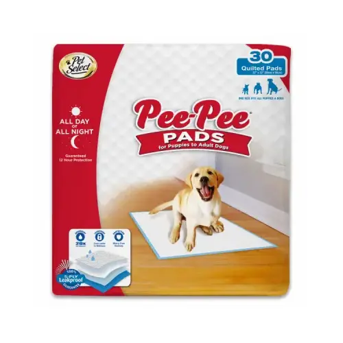 JODI INTERNATIONAL/FOURPAWS 100519797 Pet Select Pee-Pee Pads for Dogs & Puppies, Standard 22 x 22 In., 30-Ct.